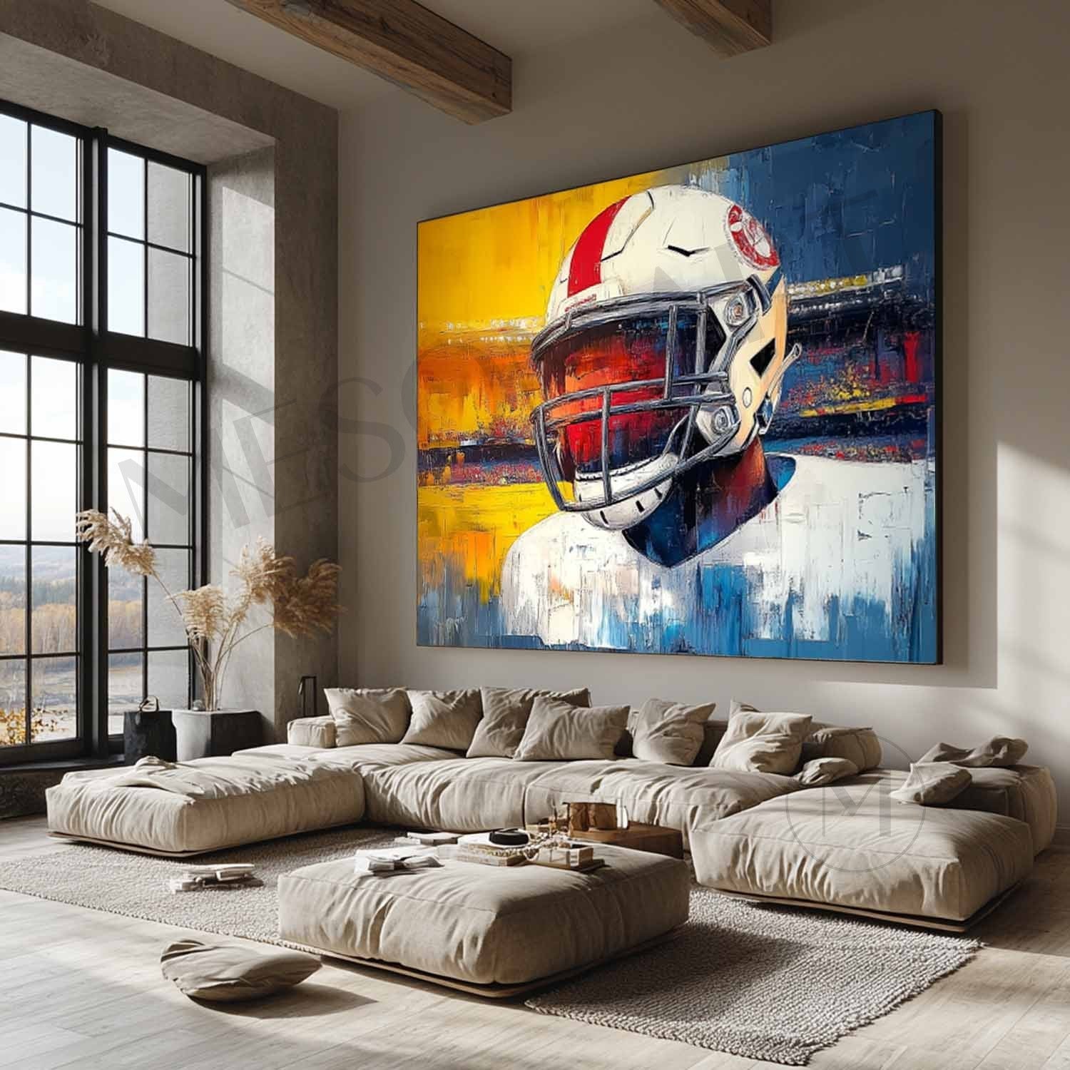 Rugby Game Abstract Art for Sale Rugby Game Abstract Painting Rugby Player Canvas Wall Art