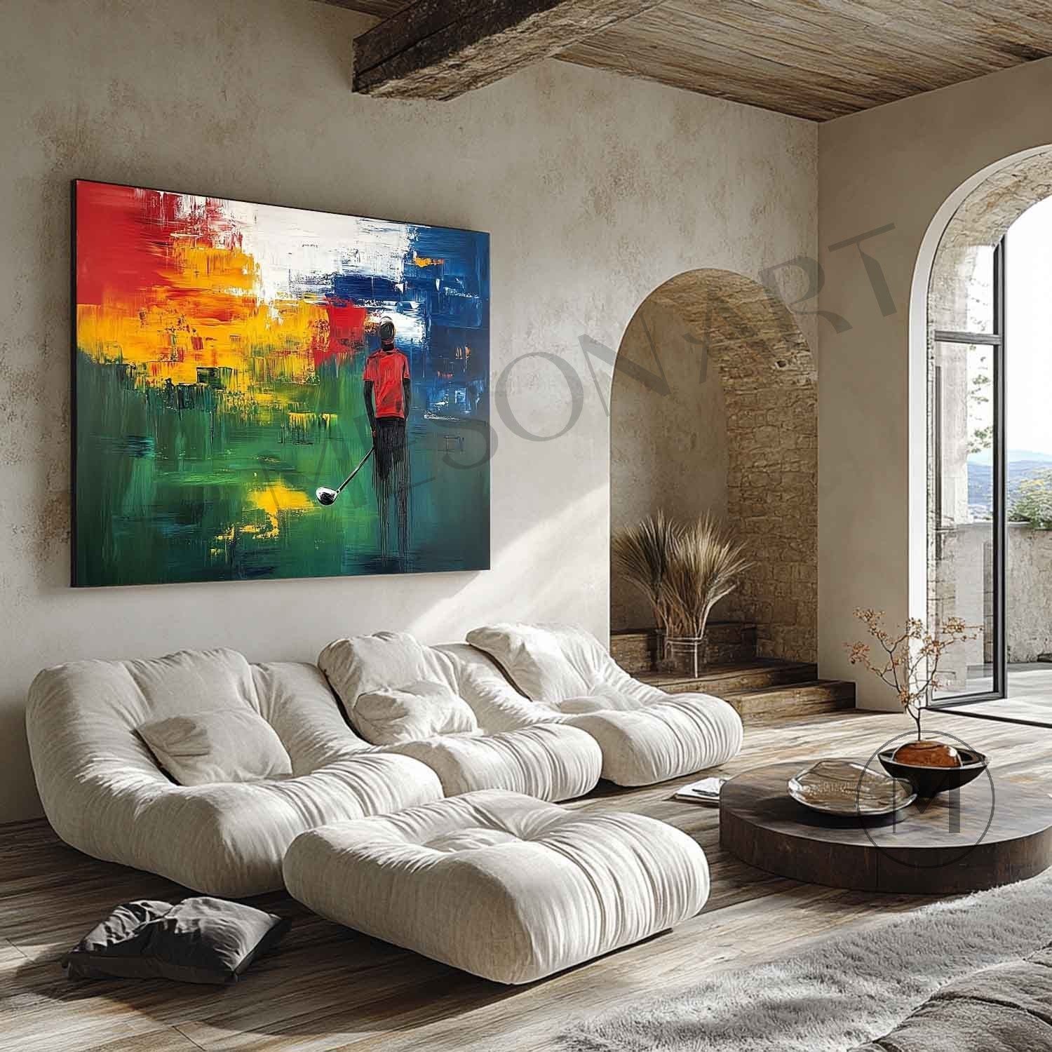 Large Golf Colorful Paintings Golf Abstract Canvas Art for Sale Golf Wall Art