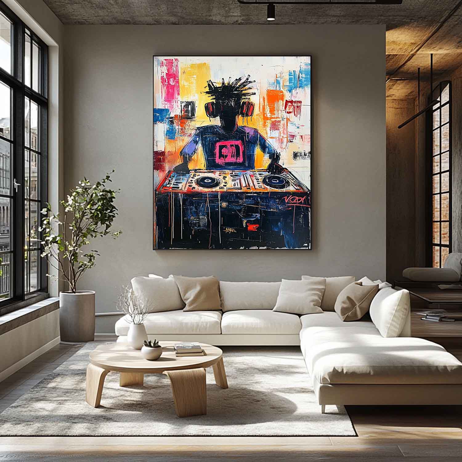 Basquiat Style Graffiti Abstract Art Canvas for Sale Cool DJ Graffiti Abstract Painting Cool DJ Wall Art