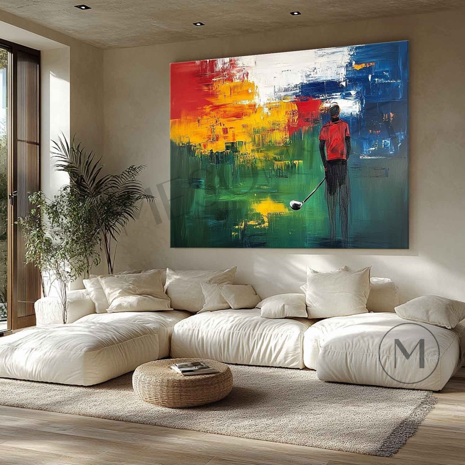 Large Golf Colorful Paintings Golf Abstract Canvas Art for Sale Golf Wall Art