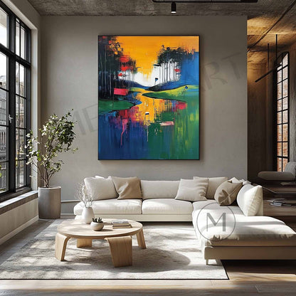 Golf Course Landscape Painting Golf Course Abstract Art Golf Course Canvas Wall Art
