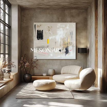 Large Modern Beige Abstract Canvas Art Beige Abstract Minimalist Wall Paintings for Sale