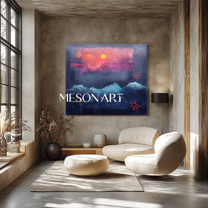 Large Modern Blue Abstract Landscape Canvas Art for Sale Landscape Minimalist Wall Painting