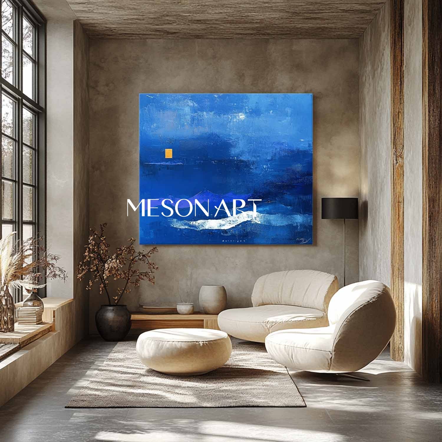 Contemporary Light Blue Abstract Canvas Wall Art Light Blue Abstract Minimalist Paintings for Sale