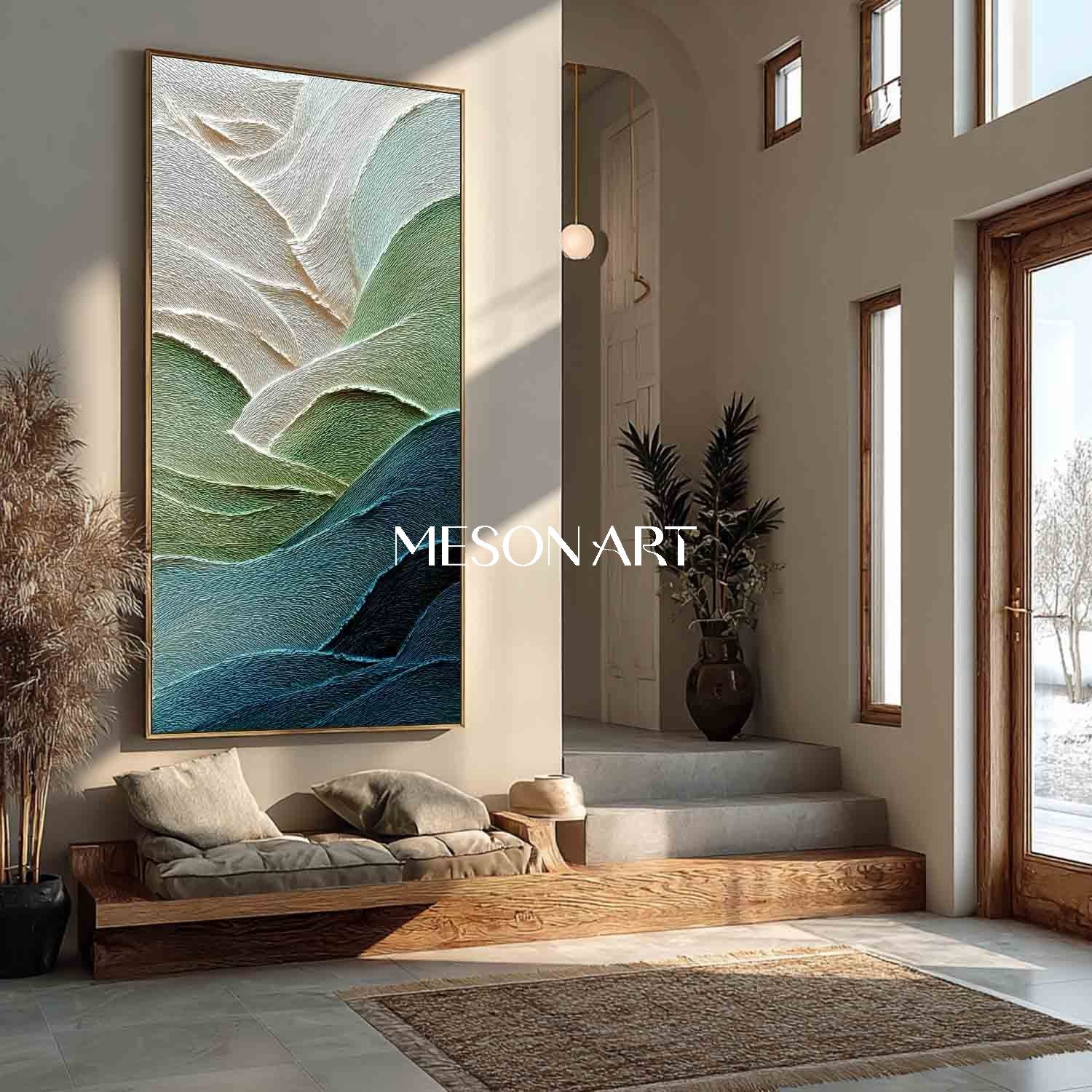Modern 3D Green Abstract Texture Painting Green Texture Canvas Art