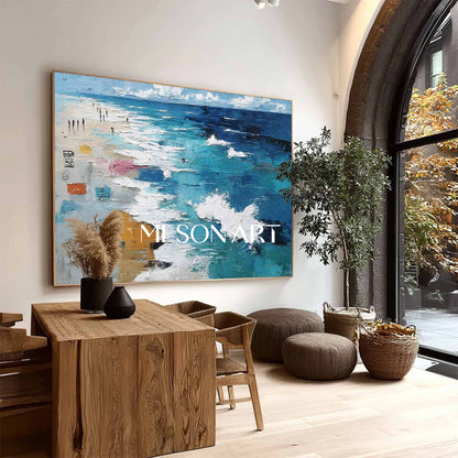 Large 3D Seaside Beach Texture Wall Art Seaside Beach Abstract Texture Canvas Painting for Sale