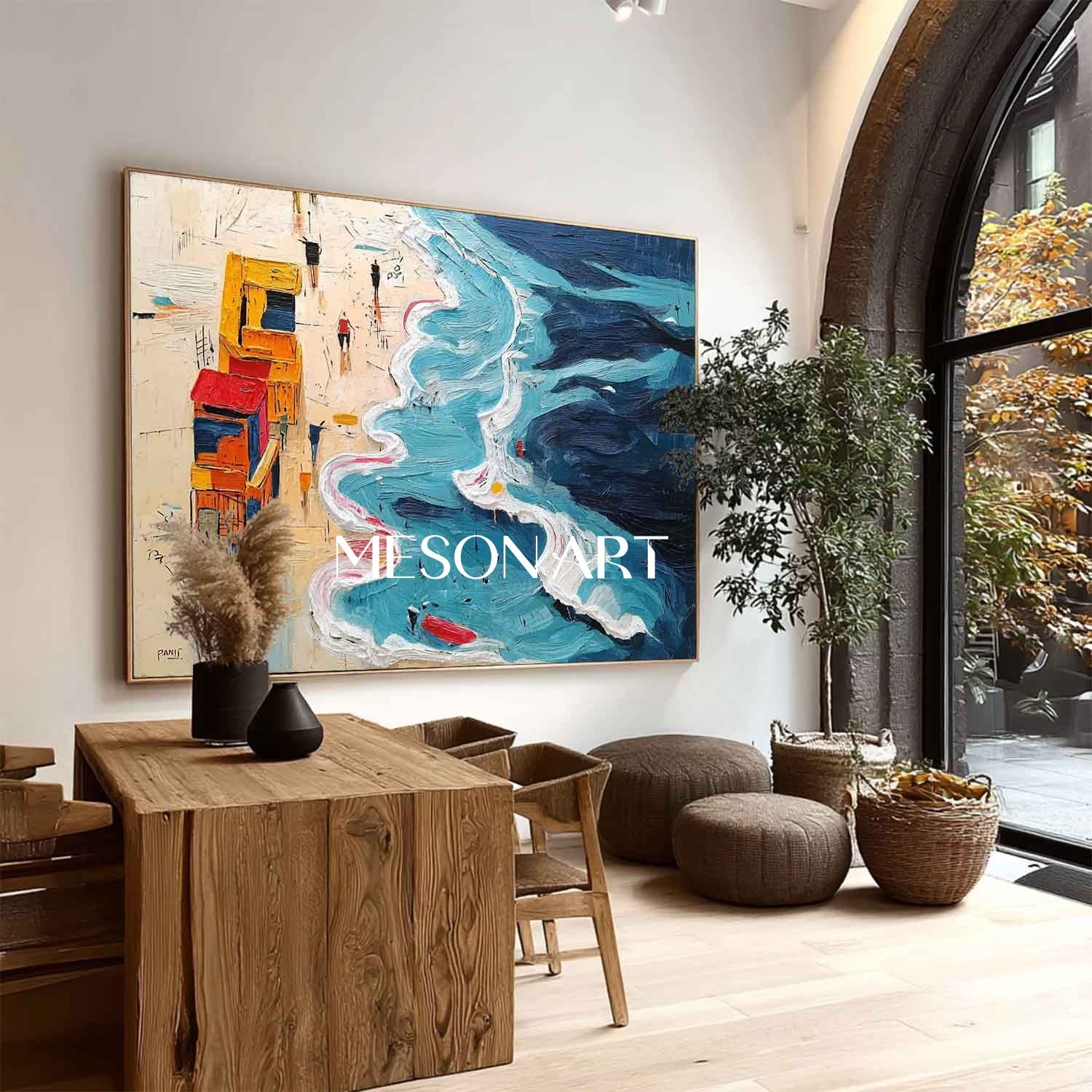 Large 3D Seaside Beach Texture Wall Art Decoration Sea Beach Abstract Texture Canvas Painting for Sale