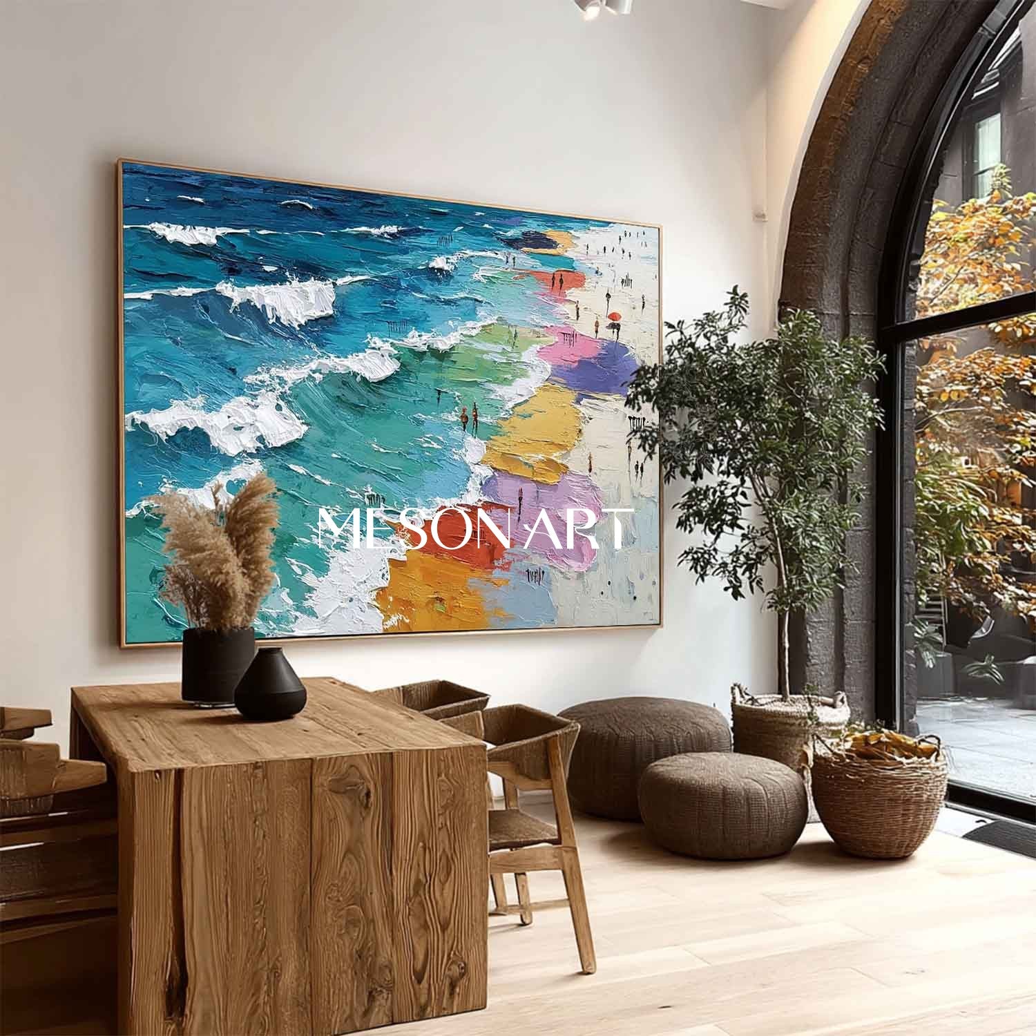 Ocean Wave Beach Texture Wall Art Decor Ocean Wave Beach Abstract Texture Canvas Painting for Sale