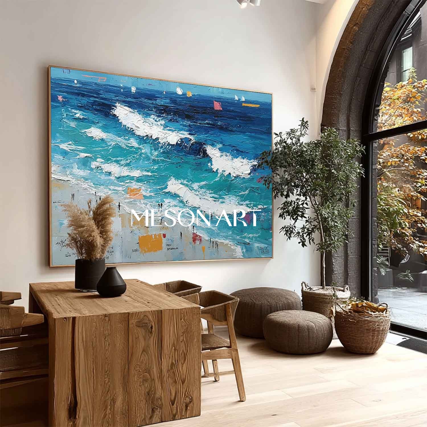 Large Ocean Waves Beach Abstract Texture Canvas Painting for Sale Ocean Waves Texture Wall Art Decor