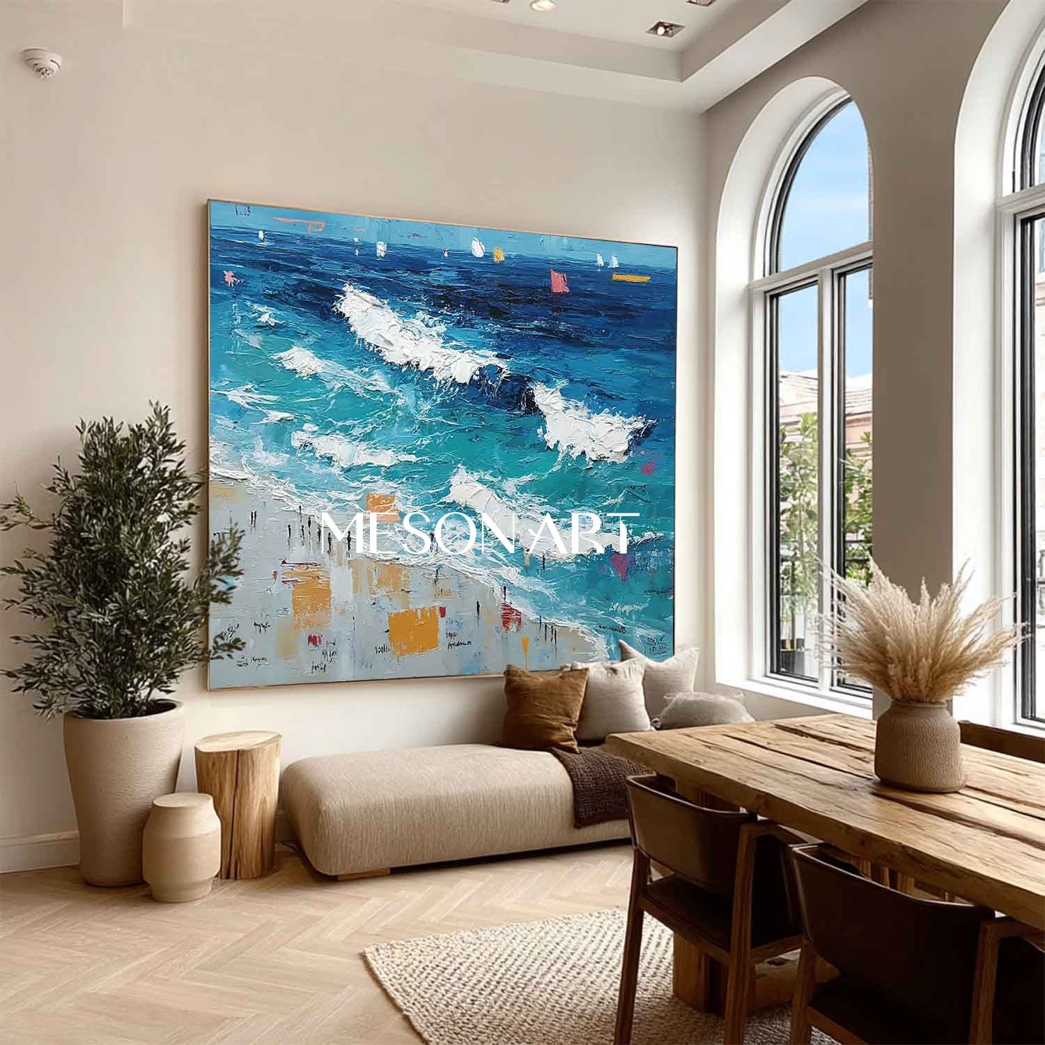Large Ocean Waves Beach Abstract Texture Canvas Painting for Sale Ocean Waves Texture Wall Art Decor