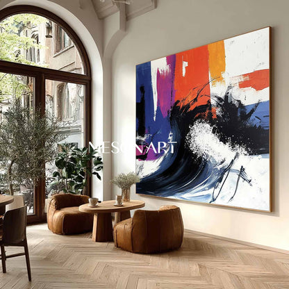 Ocean Wave Pop Abstract Canvas Art Black and White Pop Art Abstract Wall Art for Sale