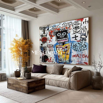 Basquiat Style Graffiti Abstract Art Contemporary Graffiti Abstract Canvas Wall Art for Sale