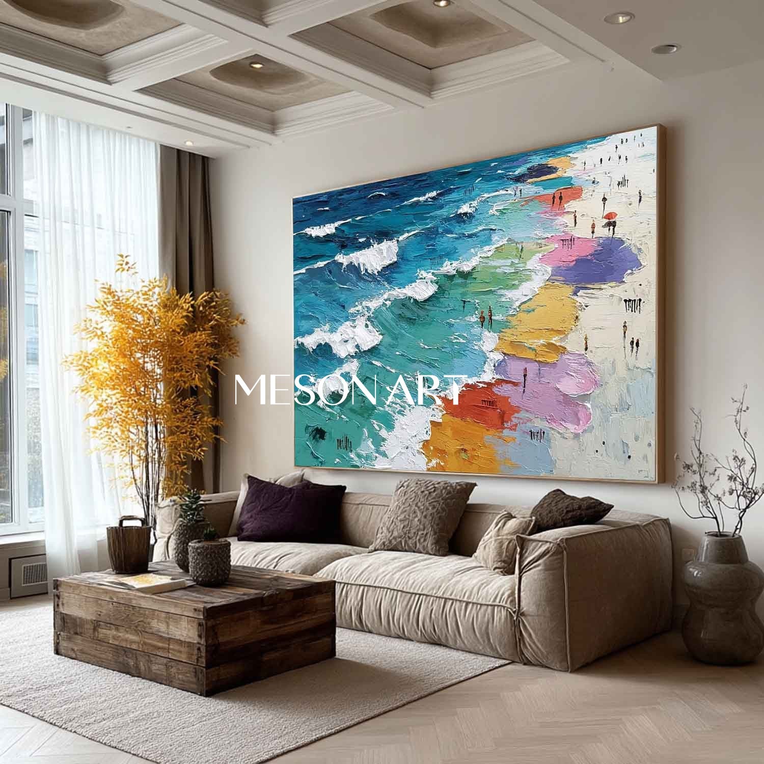 Ocean Wave Beach Texture Wall Art Decor Ocean Wave Beach Abstract Texture Canvas Painting for Sale