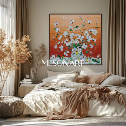 Textured Floral Canvas Wall Art for Modern Living Rooms | Mesonart Original