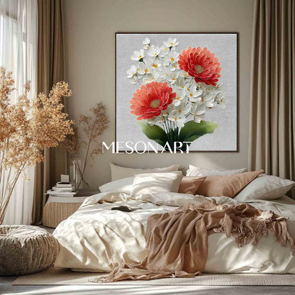 Textured Floral Canvas Wall Art for Modern Living Rooms | Mesonart Original