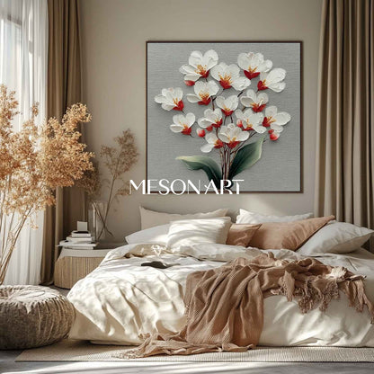Large Floral Canvas Painting Neutral Floral Painting for Calm Interiors Floral Wall Art for Sale