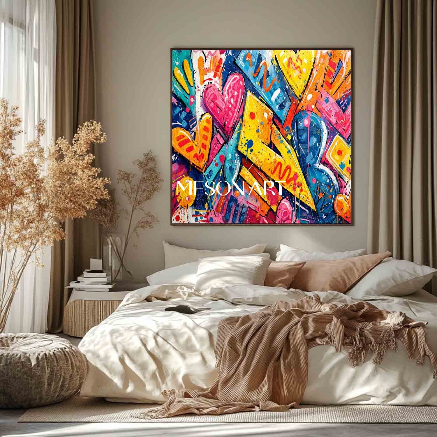 Large Love Heart Cartoon Graffiti Abstract Art Love Heart Graffiti Home Wall Art Decoration Ideas