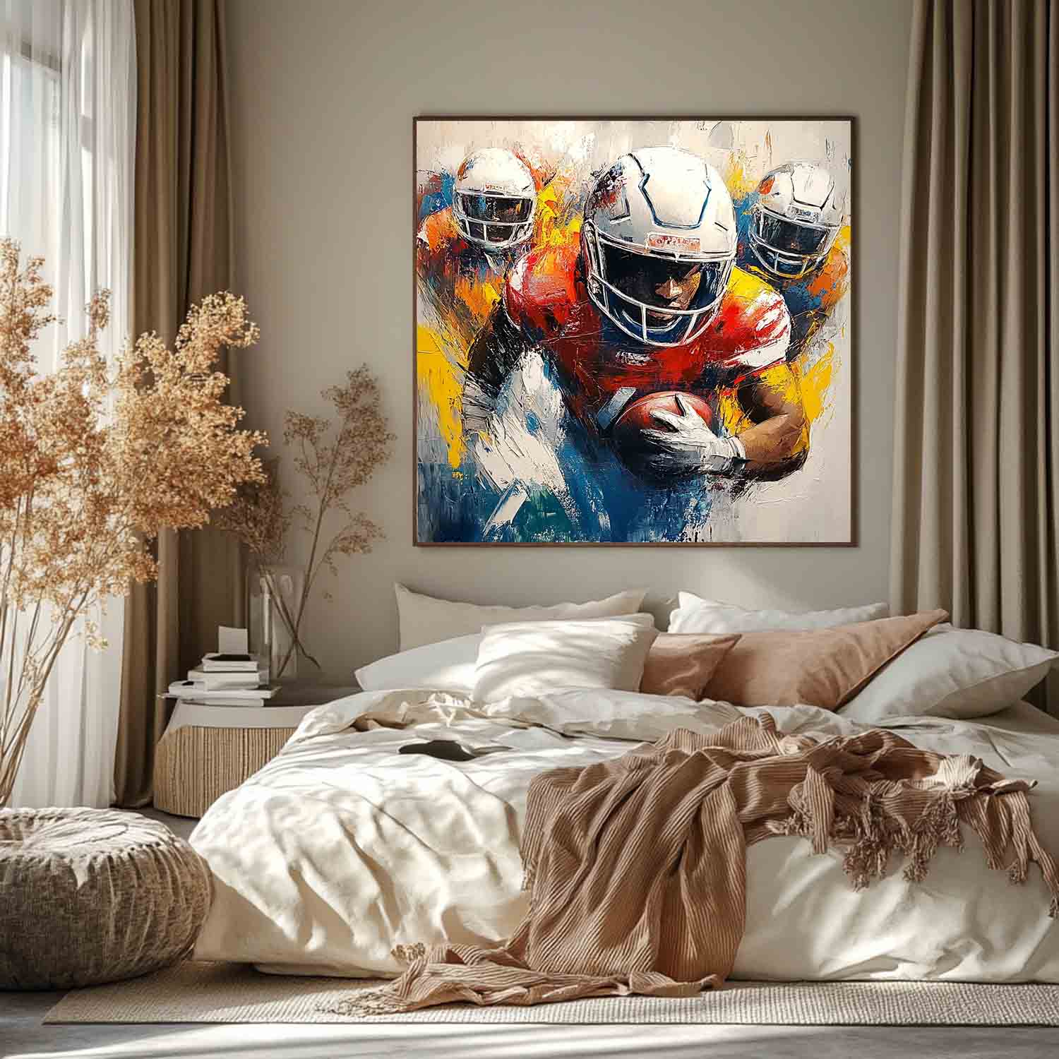 Large Rugby Art Canvas For Sale Rugby Players Game Abstract Painting Rugby Game Wall Art