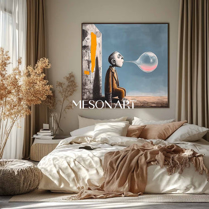 Solitary Bubblegum Moment – Surreal Abstract Art for Modern Spaces