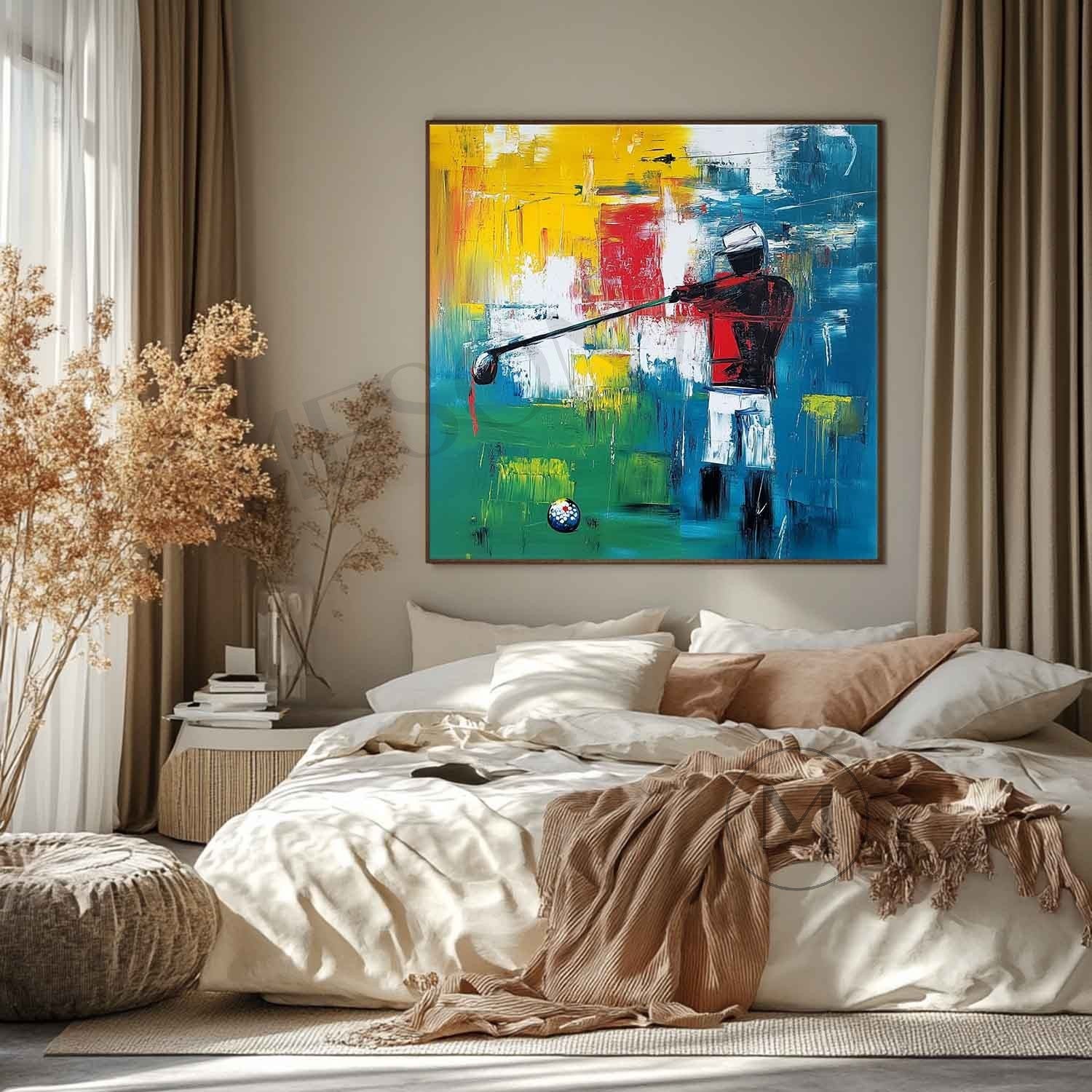 Golf Tournament Oil Painting Golf Abstract Canvas Art For Sale Golf Wall Art