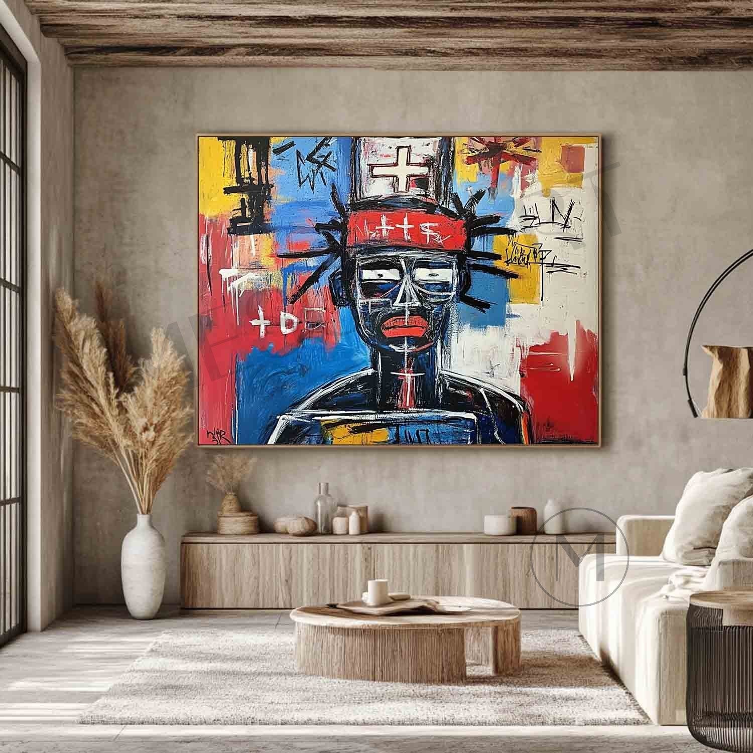 Basquiat Portrait Style Graffiti Abstract Painting Hospital Graffiti Abstract Canvas Wall Art Decor 