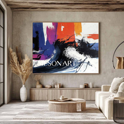 Ocean Wave Pop Abstract Canvas Art Black and White Pop Art Abstract Wall Art for Sale