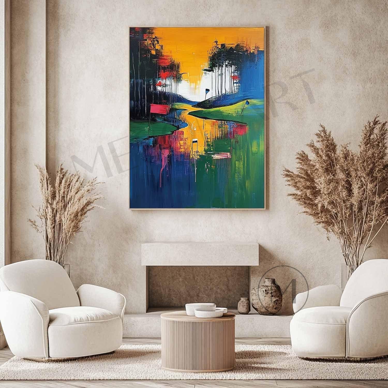 Golf Course Landscape Painting Golf Course Abstract Art Golf Course Canvas Wall Art