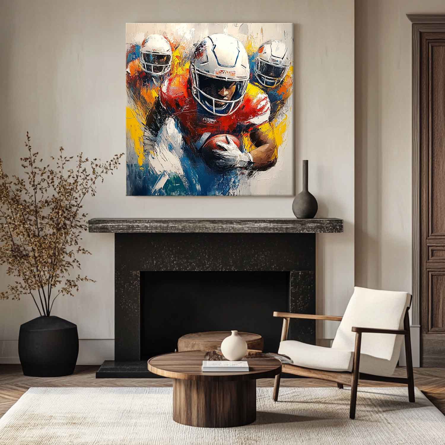 Large Rugby Art Canvas For Sale Rugby Players Game Abstract Painting Rugby Game Wall Art