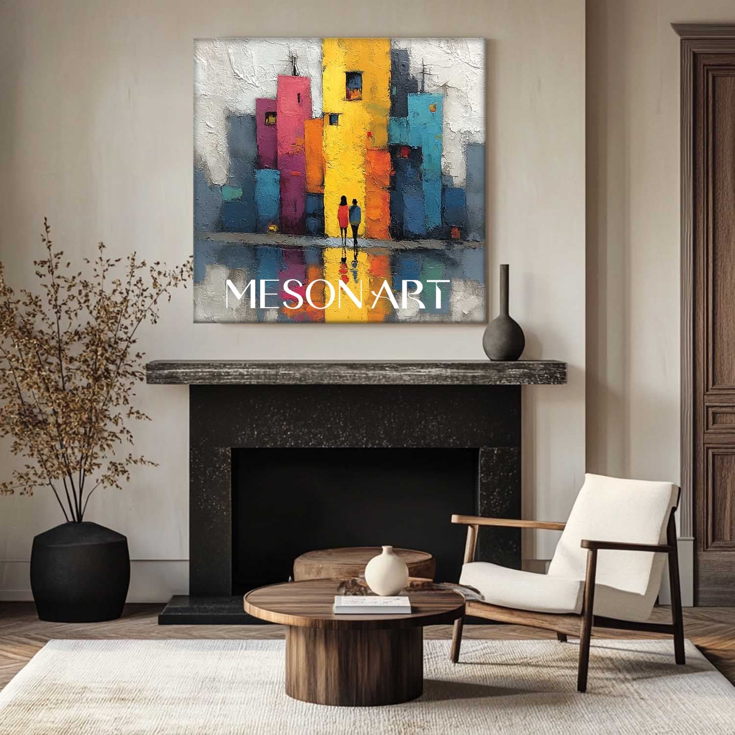Colorful city texture paintings for sale Urban abstract canvas wall art decoration