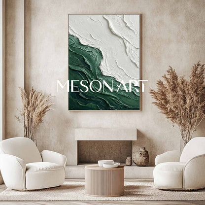 Sage Green Textured Abstract Beach Canvas Paintings Sage Green & Beige Coastal Art
