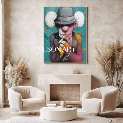 Modern man smoking a cigar abstract texture canvas wall art Man smoking a cigar pop abstract art