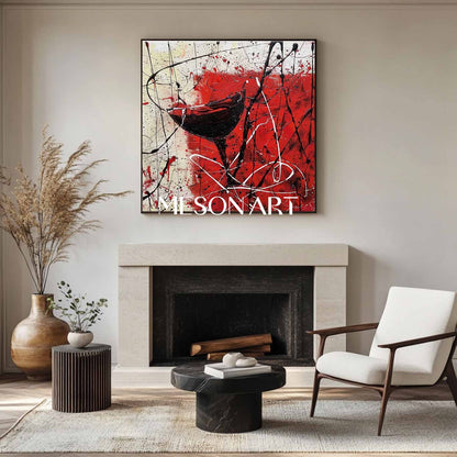 Red Wine Glass Abstract Canvas Art for Sale Winery Wall Art Decor Red Wine Abstract Painting