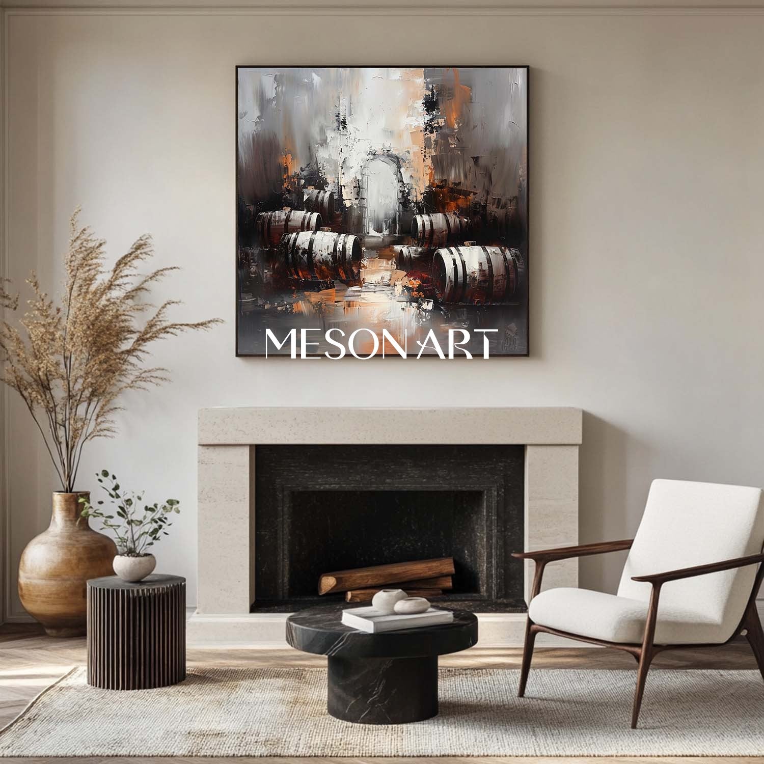 Large Red Wine Barrel Abstract Canvas Art for Sale Winery Wine Cabinet Wall Art Decoration