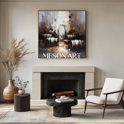 Large Red Wine Barrel Abstract Canvas Art for Sale Winery Wine Cabinet Wall Art Decoration
