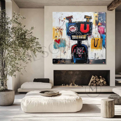 Large LOVE Graffiti Portrait Abstract Painting LOVE Graffiti Abstract Canvas Wall Art Decor