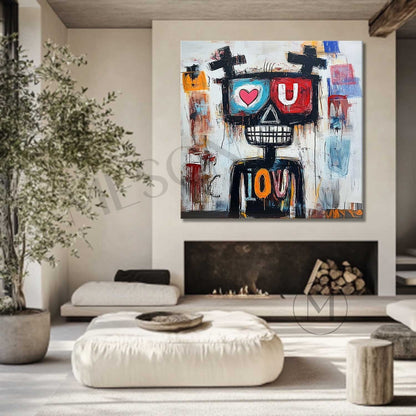 Large Love Graffiti Portrait Abstract Painting Love Graffiti Abstract Canvas Wall Art Decoration