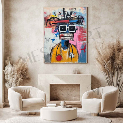 Basquiat Graffiti Abstract Canvas Art for Sale Hospital Clinic Abstract Decorative Wall Art