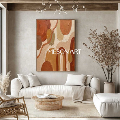 Original Bohemian Minimalist Painting Abstract Linear Wall Art Decoration for Bedroom