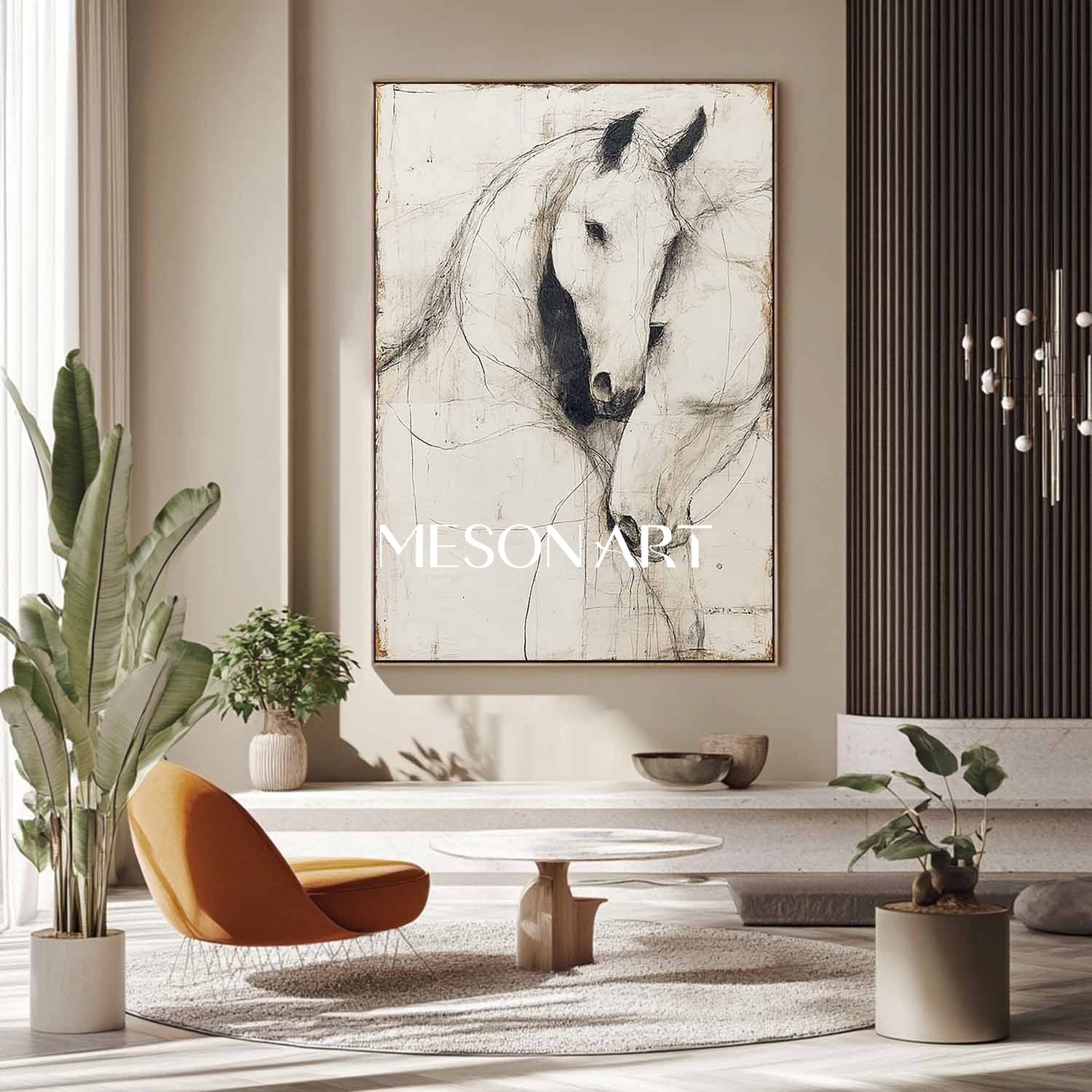 White Minimalist Horse Abstract Canvas Wall Art Decor For Sale White Minimalist Horse Line Art