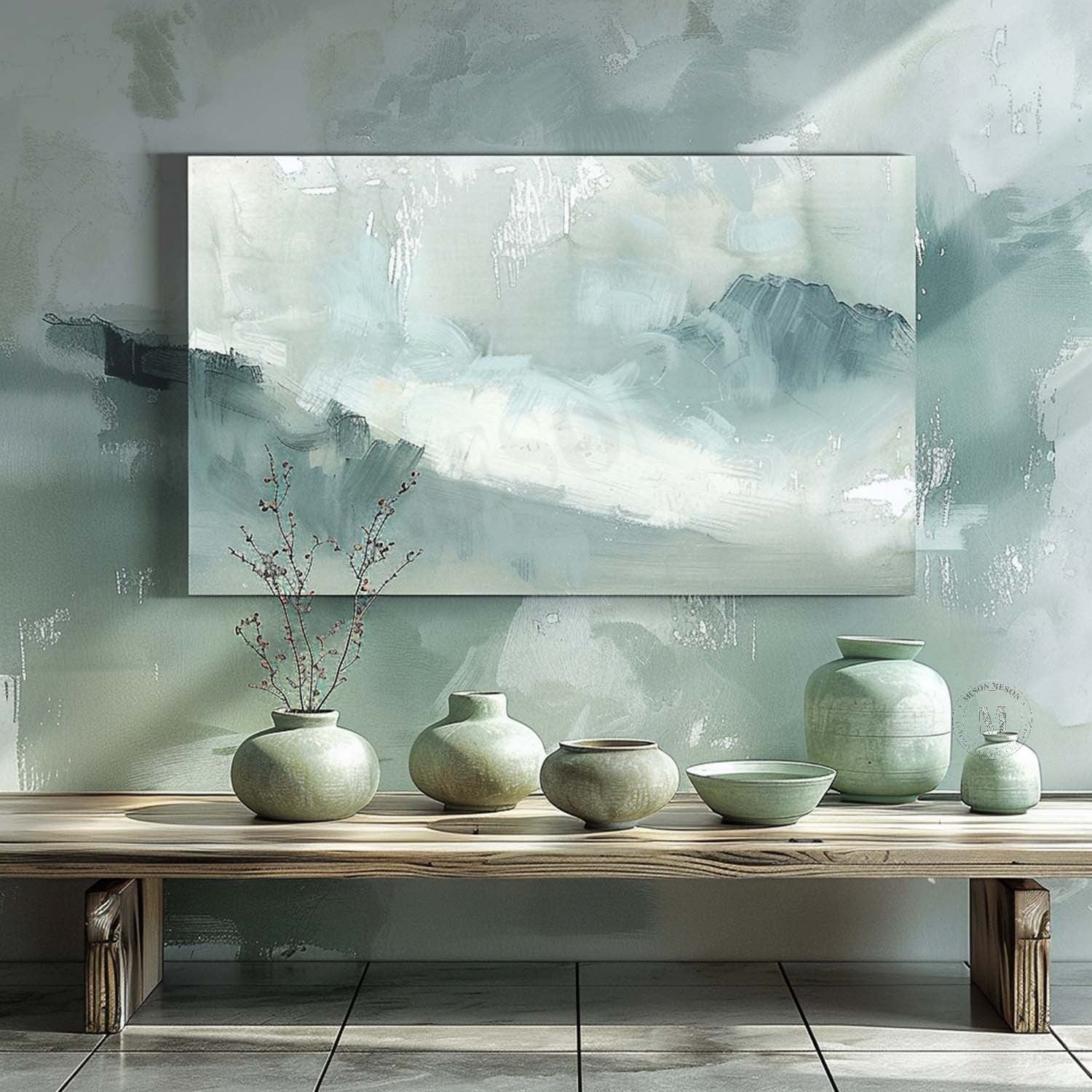 Light Green Minimalist Canvas Art Light Green Paintings for Sale Light Green Abstract Wall Art Decor