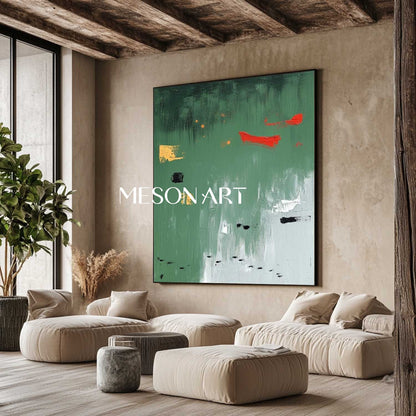 Large turquoise abstract art turquoise minimalist painting turquoise wall art decoration