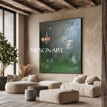 Large modern dark green abstract canvas art for sale modern minimalist wall paintings