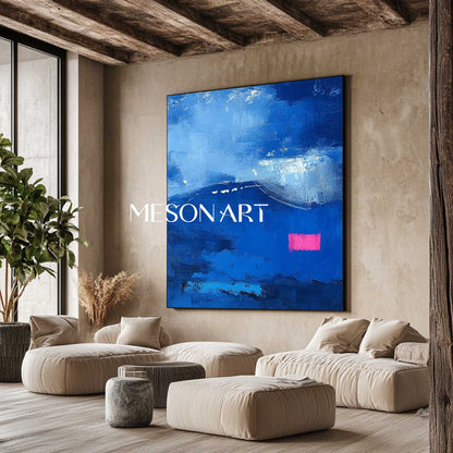 Large Contemporary Blue Abstract Canvas Wall Art Blue Abstract Landscape Paintings for Sale