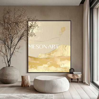 Large Beige and Gold Abstract Art for Sale Beige and Gold Minimalist Abstract Canvas Wall Art