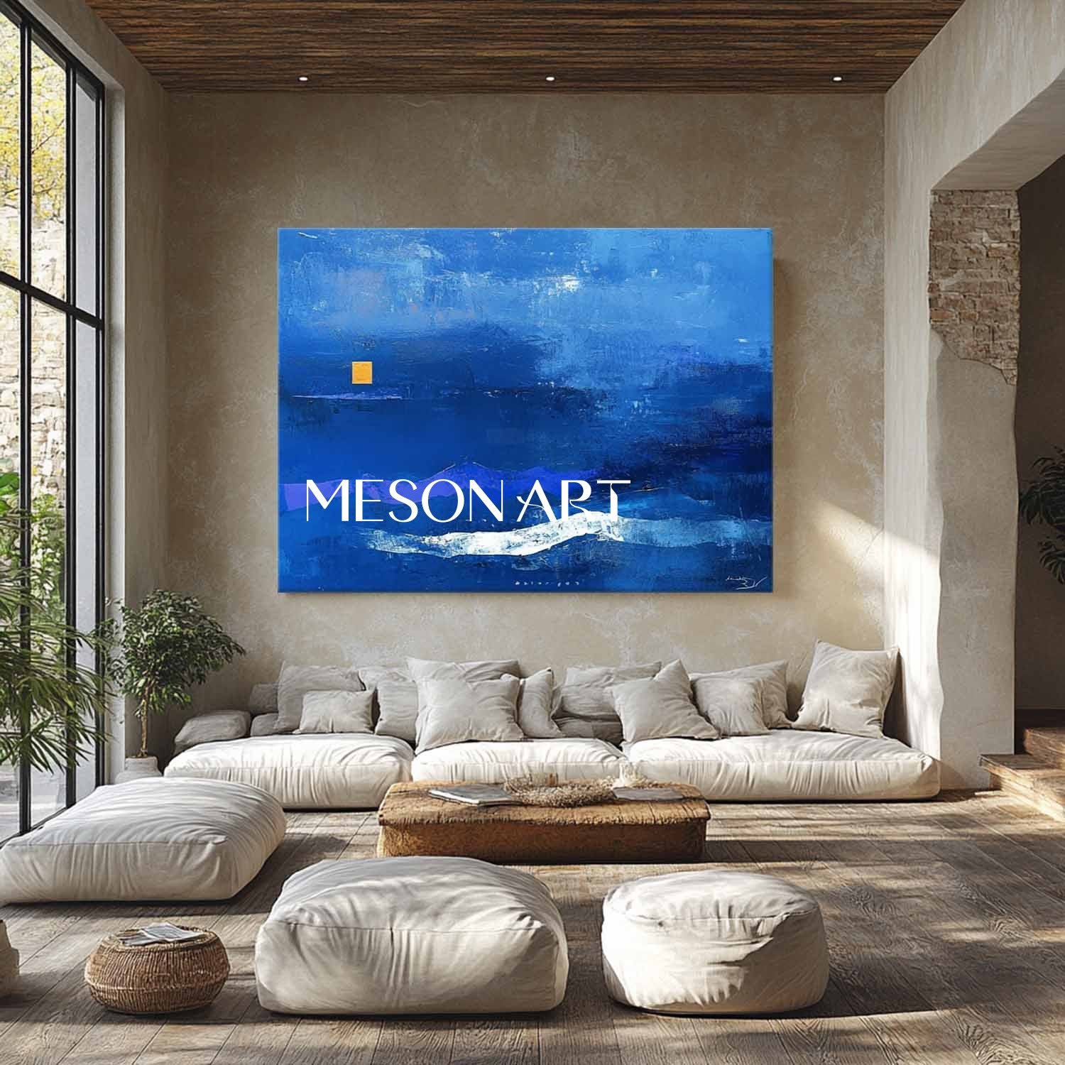 Contemporary Light Blue Abstract Canvas Wall Art Light Blue Abstract Minimalist Paintings for Sale