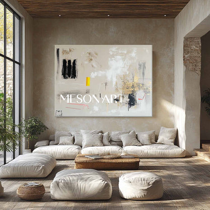 Large Modern Beige Abstract Canvas Art Beige Abstract Minimalist Wall Paintings for Sale