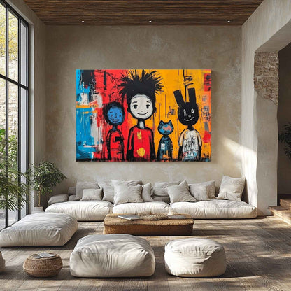 Cute children's graffiti abstract painting Cute graffiti abstract canvas wall art decoration