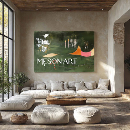 Large Modern Green Abstract Canvas Wall Art Green Abstract Landscape Wall Paintings