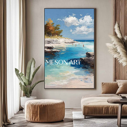 Modern Beach Canvas Minimalist Coastal Art Beach Art for Living Room Large Coastal Canvas