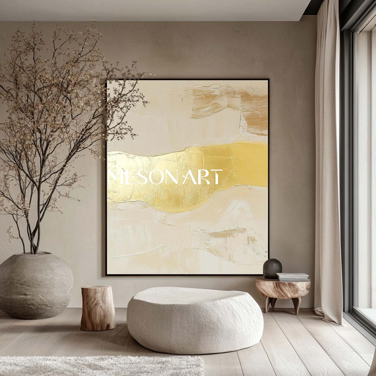 Large Gold Textured Painting Beige and Gold Minimalist Abstract Canvas Art Gold Abstract Wall Art